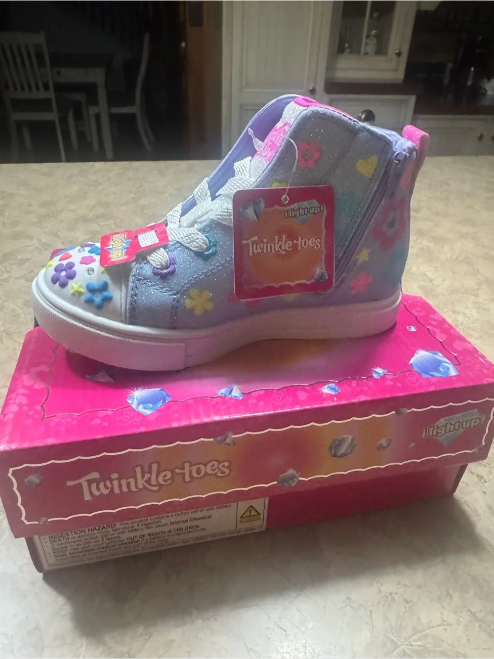 Sketchers Twinkle Toes Girls' Light Purple super blossom High-Top Sneakers Sz 10